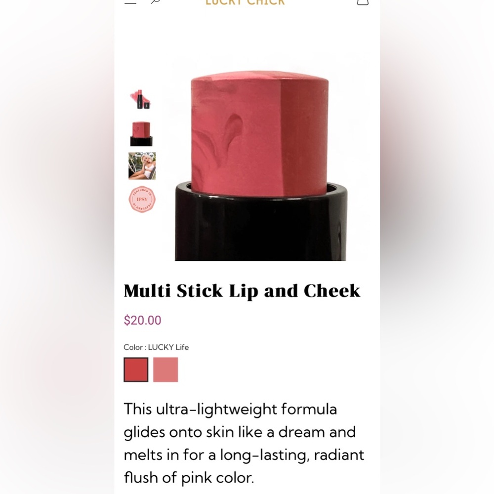2/$25 LUCKY CHICK MULTI STICK LIP AND CHEEK - BRAND NEW IN THE BOX!